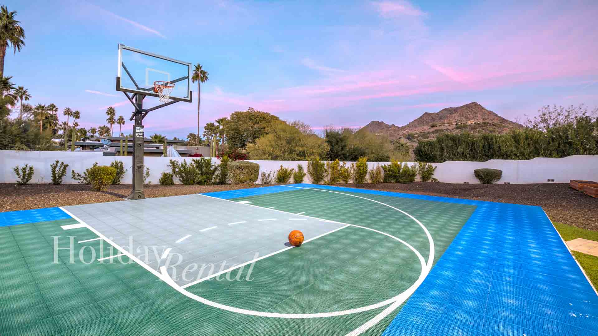 luxury vacation home basketball court with views