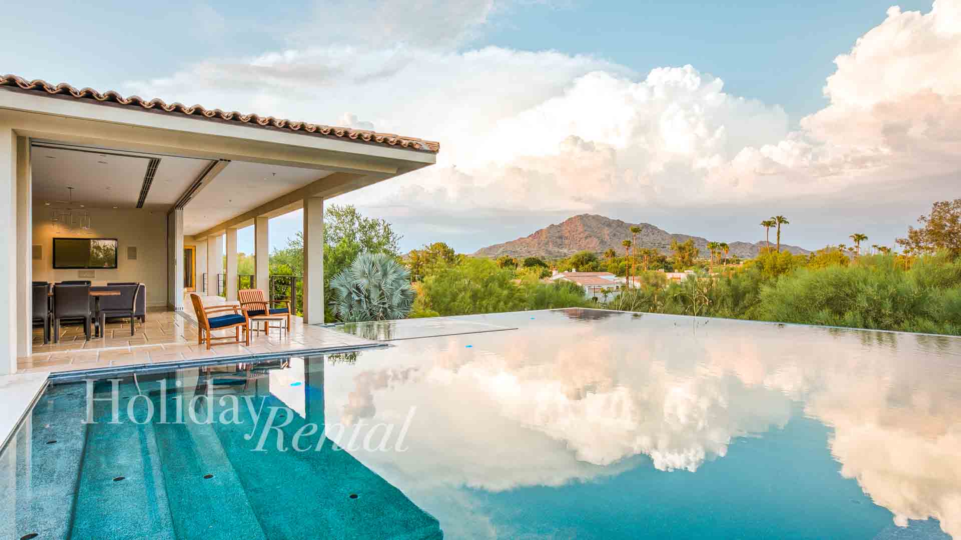 vacation rental pool and spa with mountain views