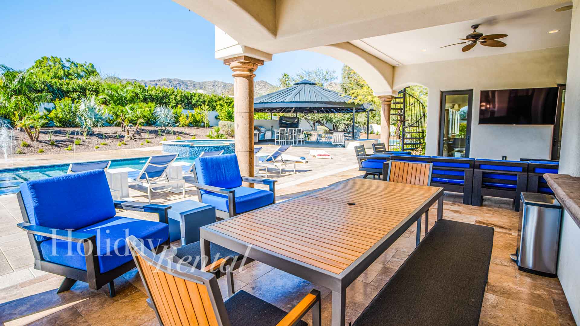 luxury vacation rental patio with tv