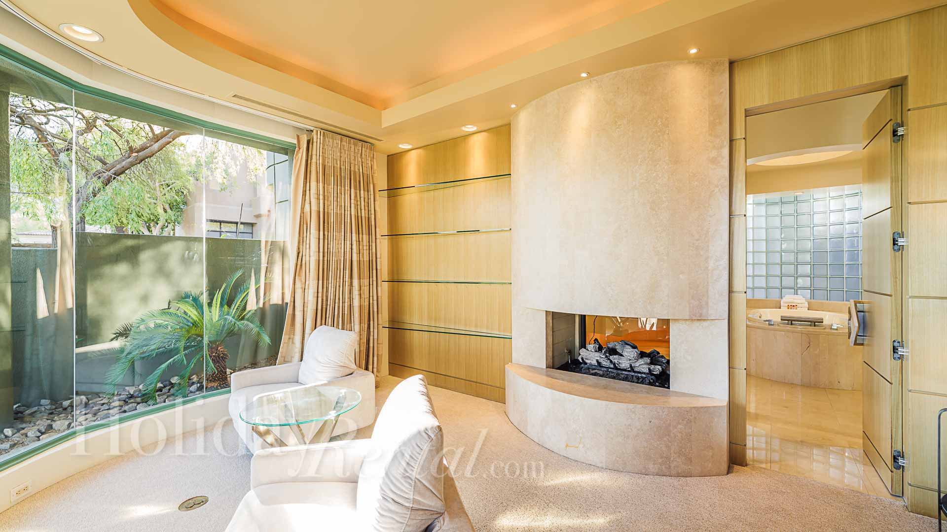 master suite fireplace in scottsdale vacation rental