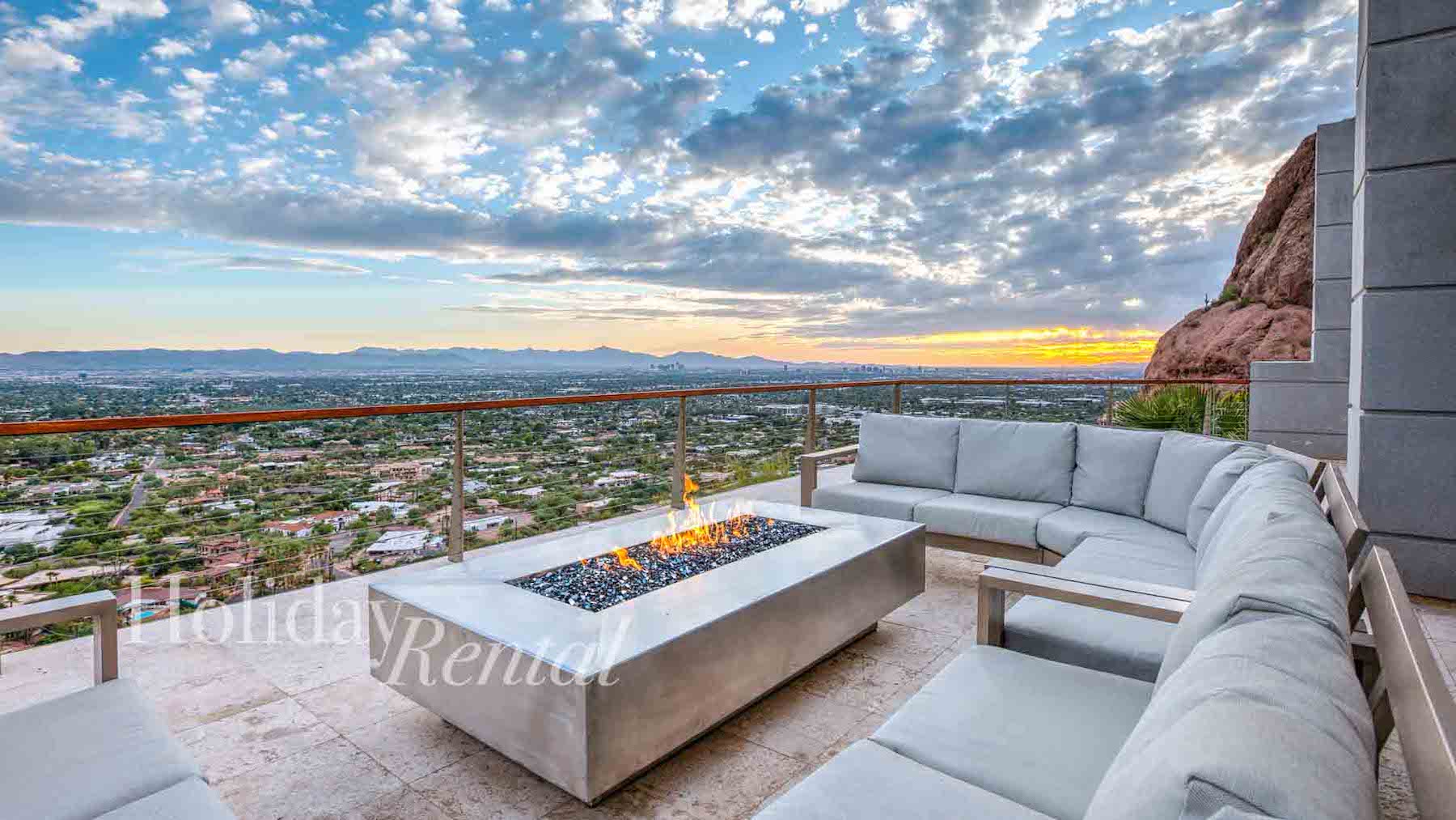 luxury vacation rental firepit with views