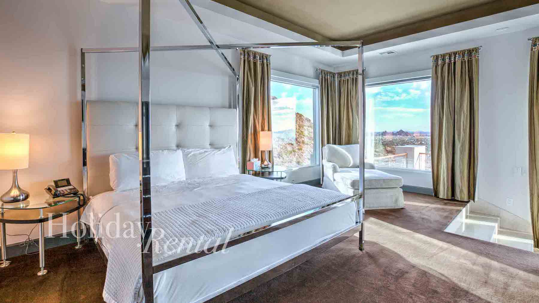 vacation rental luxury bedroom with mountain views