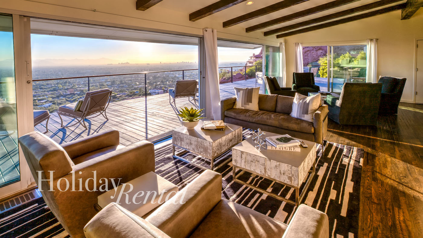 luxury vacation villa with views of phoenix and camelback mountain