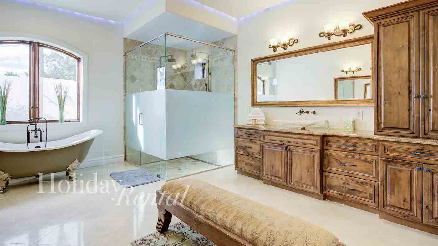 luxury vacation rental bathroom with walk in shower