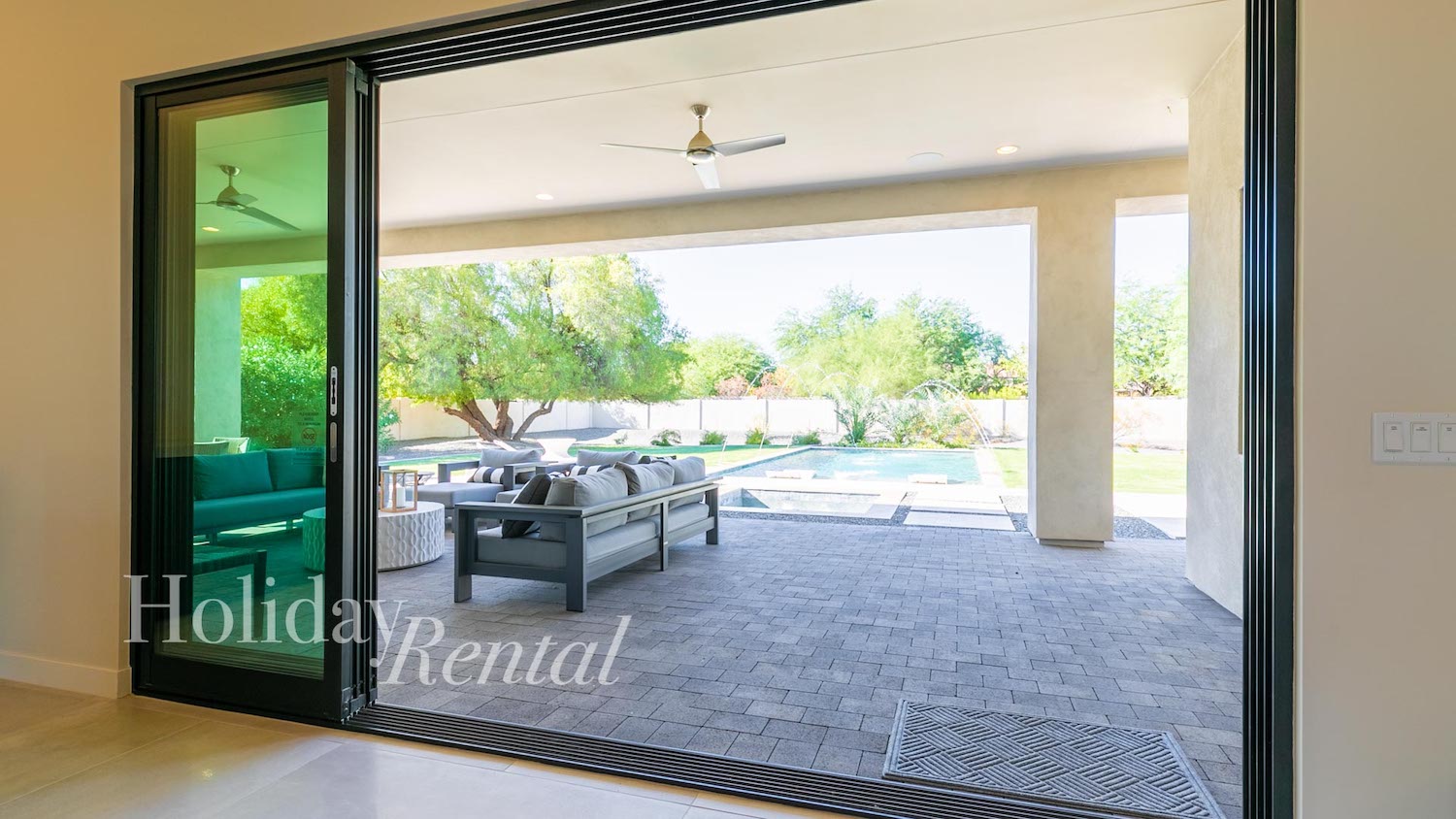vacation rental pocket glass doors from living room to patio