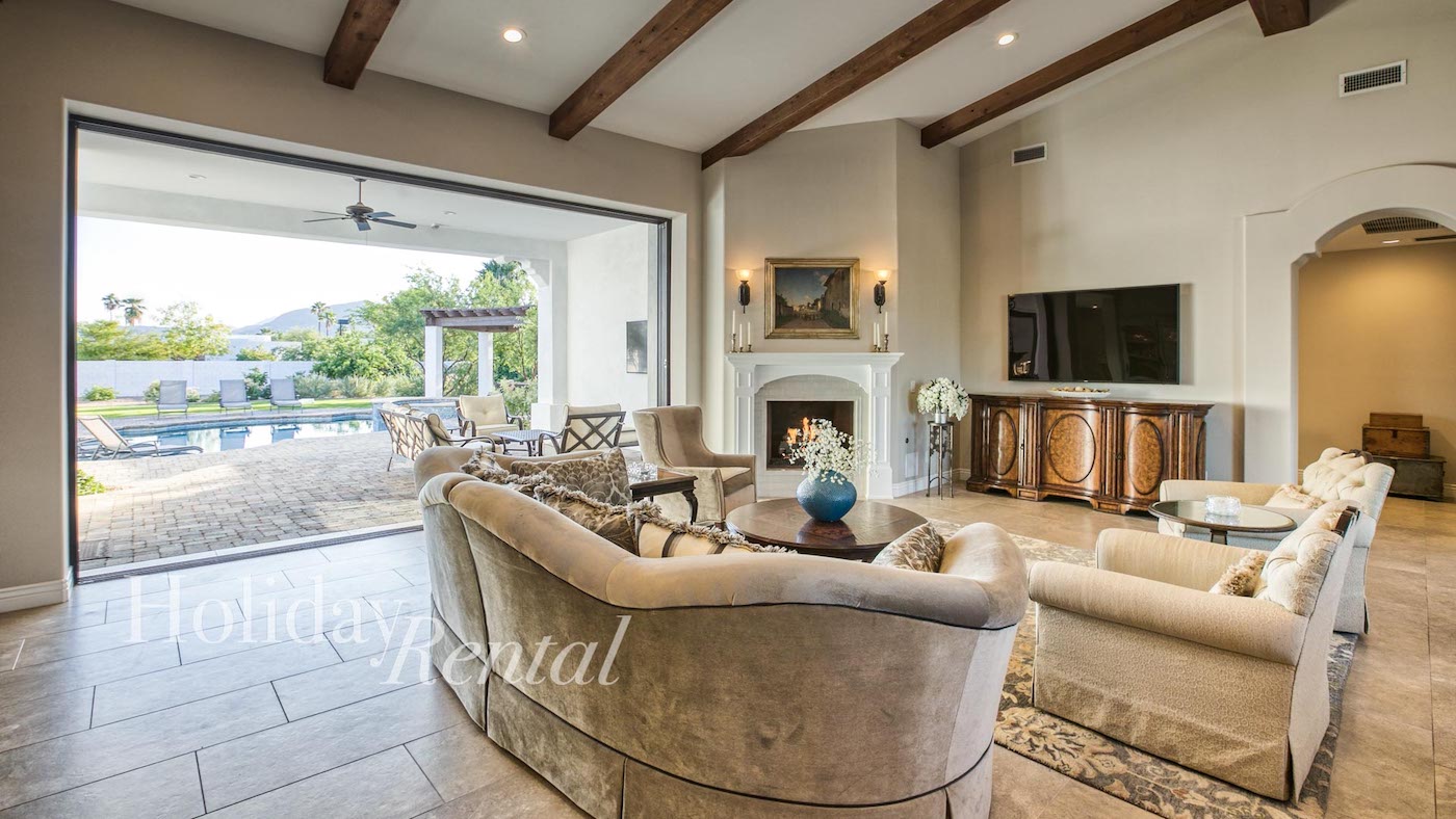 scottsdale vacation rental living room with patio access