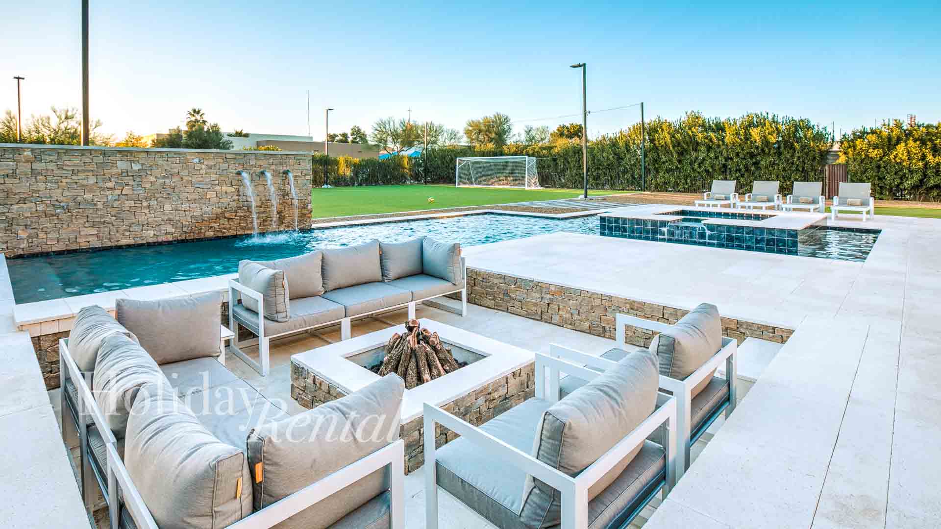 vacation rental firepit and pool