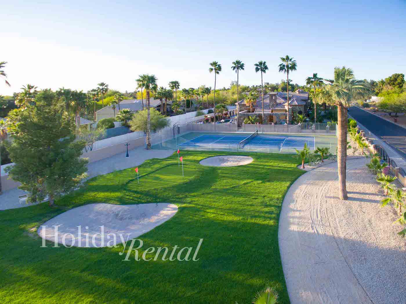 vacation rental with chipping green and tennis court