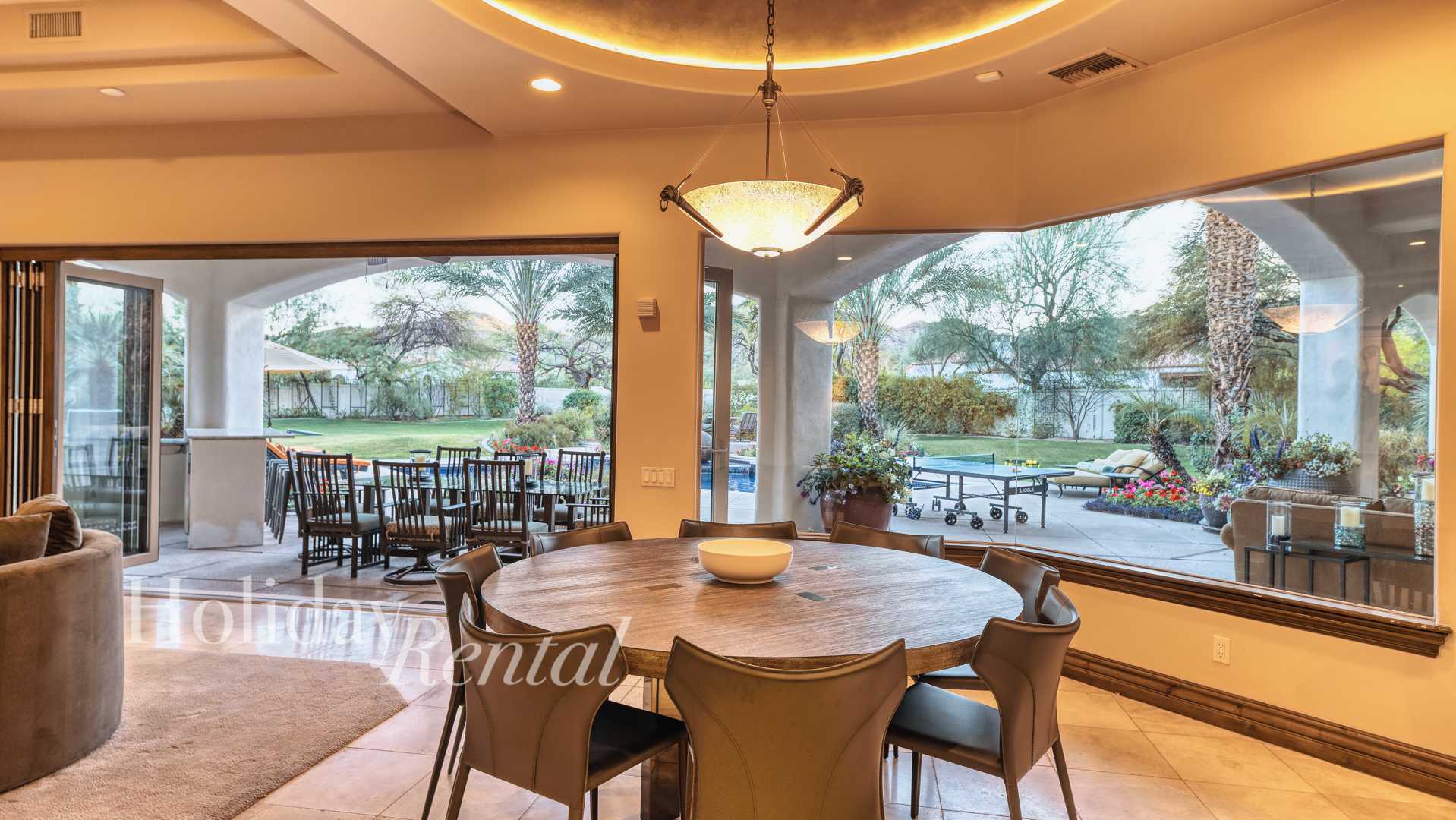 vacation rental dining area with window views
